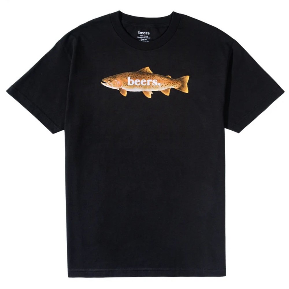 Black Short Sleeve Tee with Trout Graphic